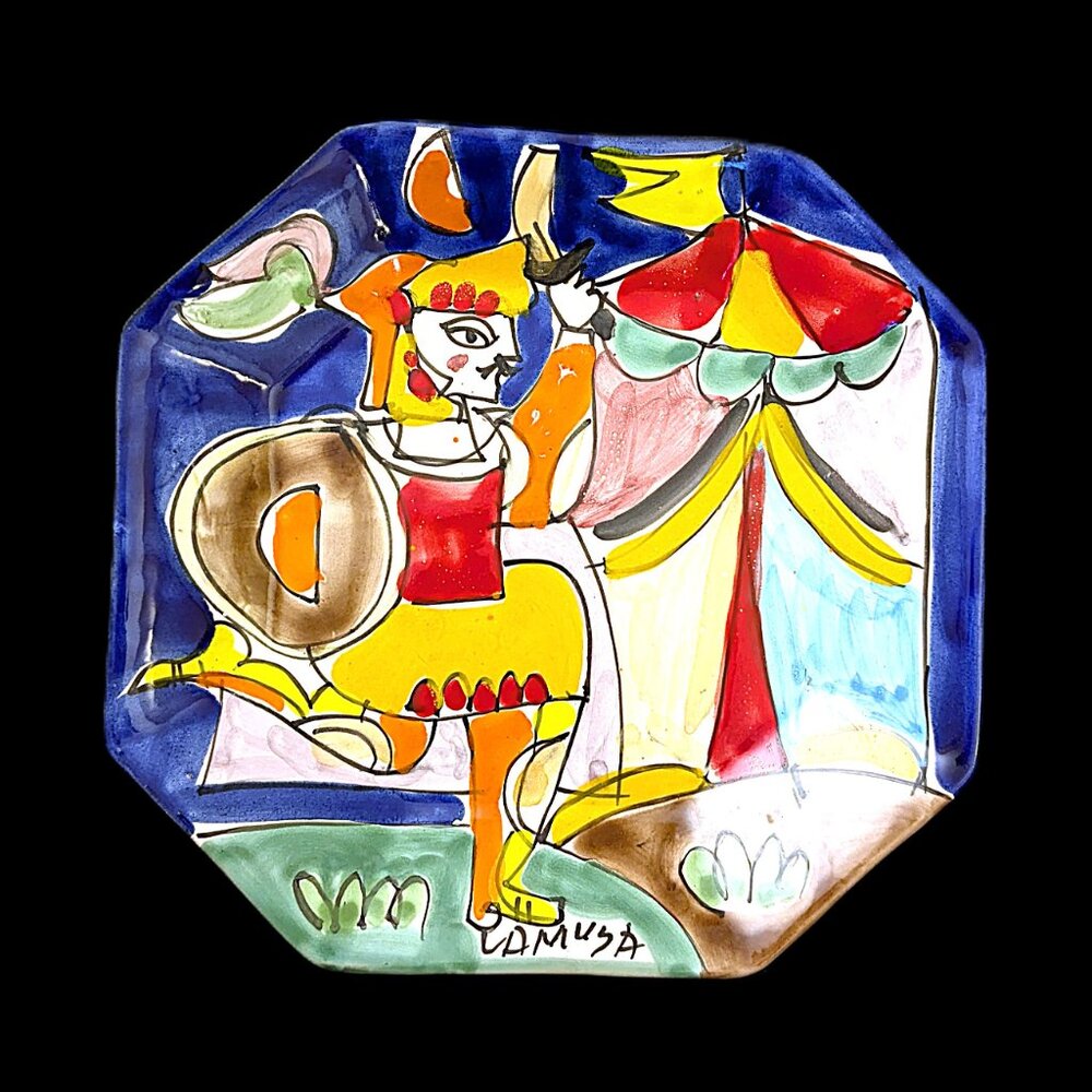 La Musa Vintage Italian Hand Painted Majolica Plate